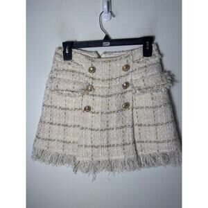 Ramy Brook Off White Tweed Preppy Mini Skirt Sz 2